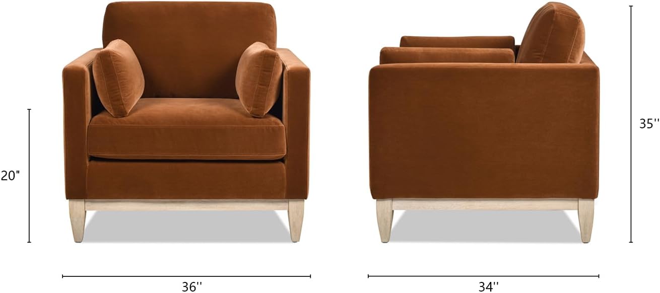 Farmhouse Upholstered Accent Chair – Modern Lounge Armchair with Performance Fabric and Solid Wood Frame