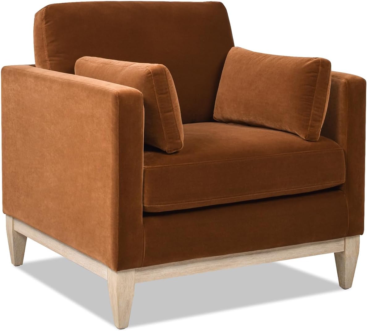 Farmhouse Upholstered Accent Chair – Modern Lounge Armchair with Performance Fabric and Solid Wood Frame