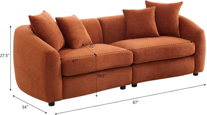 Modern Upholstered 3-Seater Sofa – Deep Cushion Living Room Couch with Solid Wood Frame