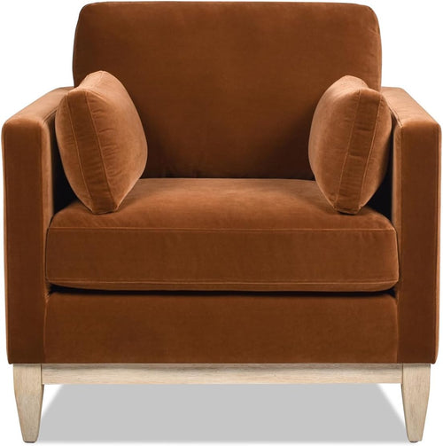 Farmhouse Upholstered Accent Chair – Modern Lounge Armchair with Performance Fabric and Solid Wood Frame