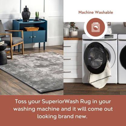 Modern Solid Machine Washable Area Rug for Home Decor