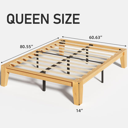 Premium Solid Wood Bed Frame with Heavy Duty Support and Noise-Free Structure
