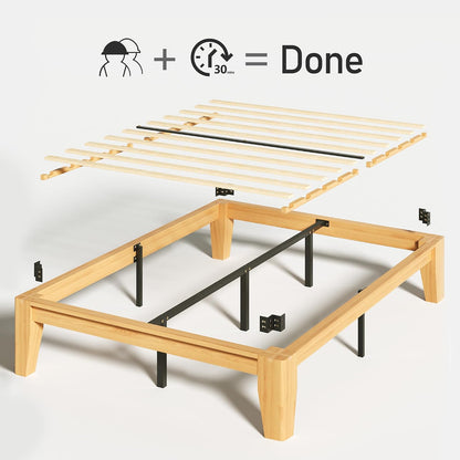 Premium Solid Wood Bed Frame with Heavy Duty Support and Noise-Free Structure