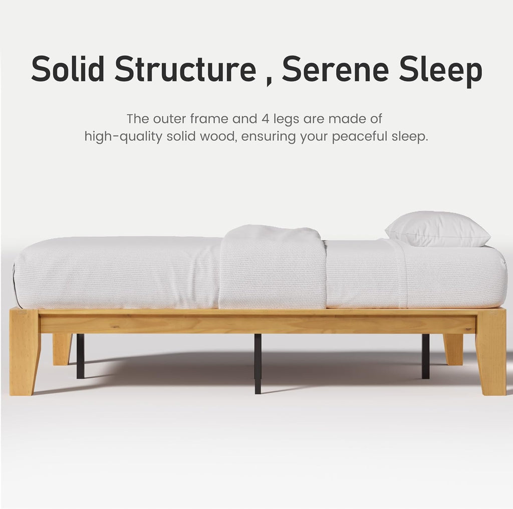 Premium Solid Wood Bed Frame with Heavy Duty Support and Noise-Free Structure