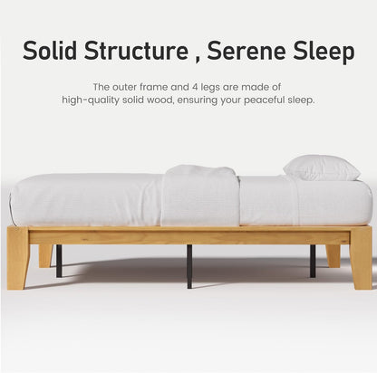 Premium Solid Wood Bed Frame with Heavy Duty Support and Noise-Free Structure