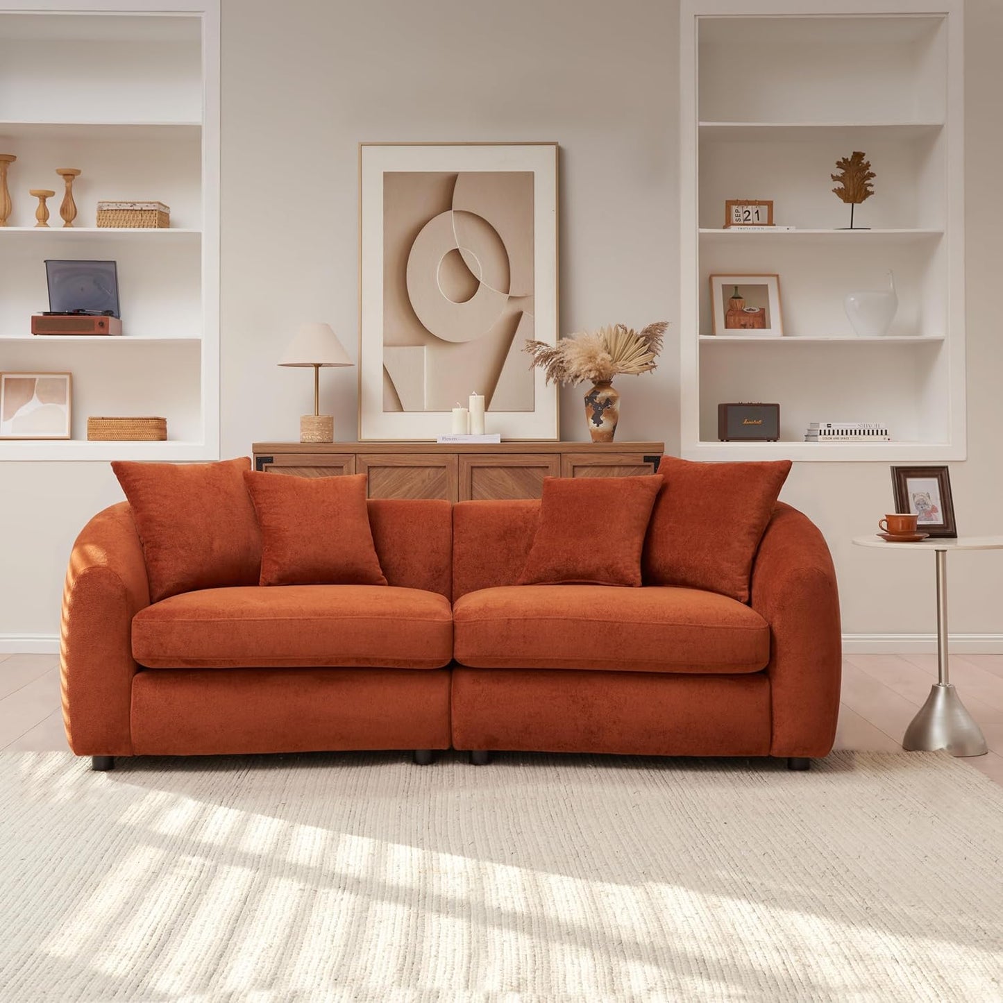 Modern Upholstered 3-Seater Sofa – Deep Cushion Living Room Couch with Solid Wood Frame