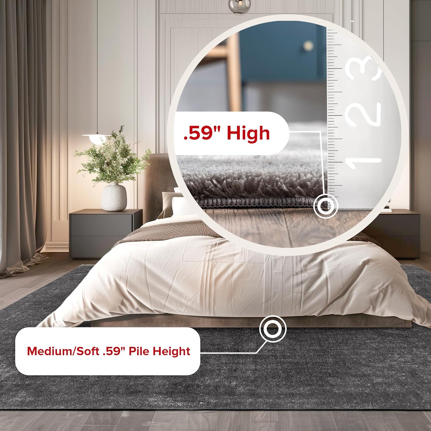Modern Solid Machine Washable Area Rug for Home Decor