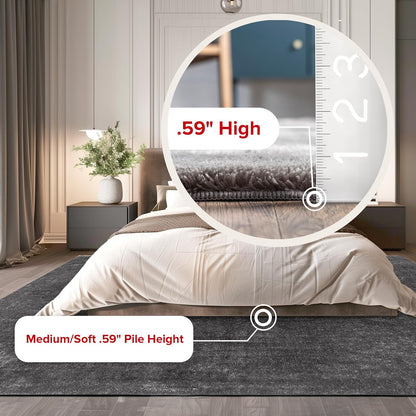 Modern Solid Machine Washable Area Rug for Home Decor